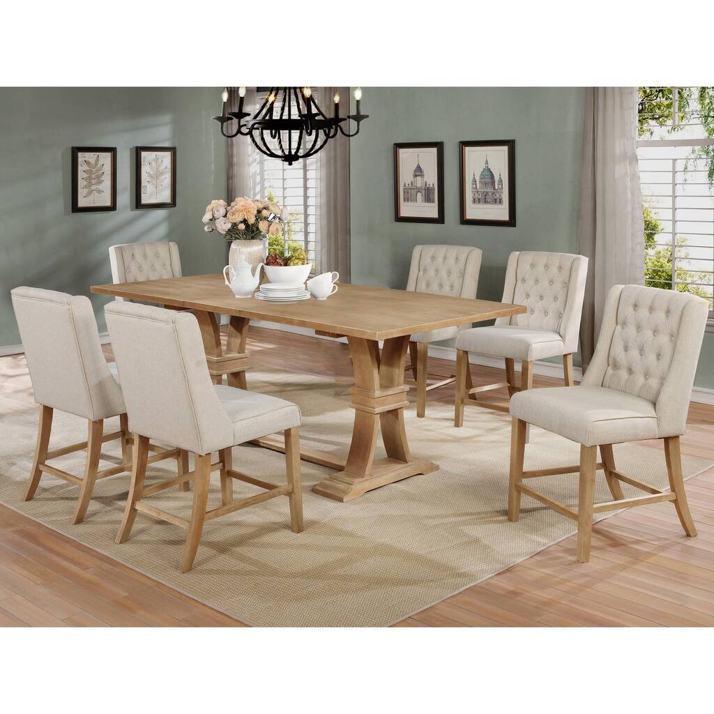 Best Quality Furniture 7-Piece Counter Height Dining Set w/ 6 Counter Height Chairs