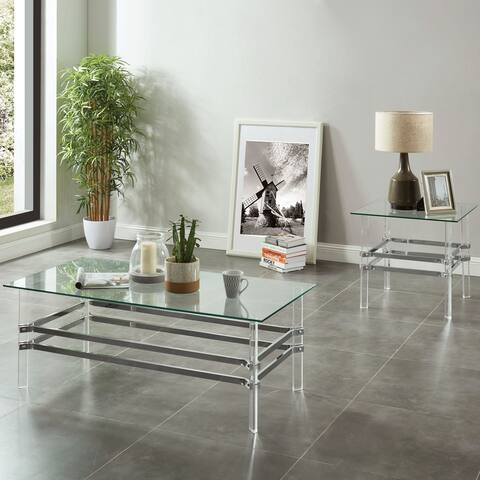 Furniture of America Thruston Contemporary Chrome 48-inch 2-piece Table Set