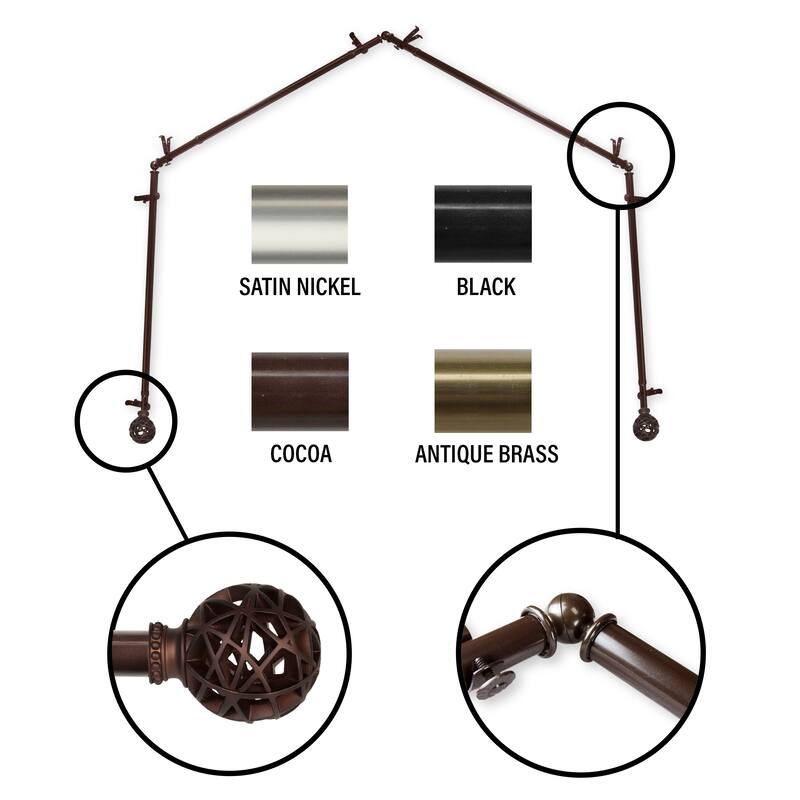 InStyleDesign Emerson 13/16 4-Sided Bay Window Curtain Rod - Cocoa