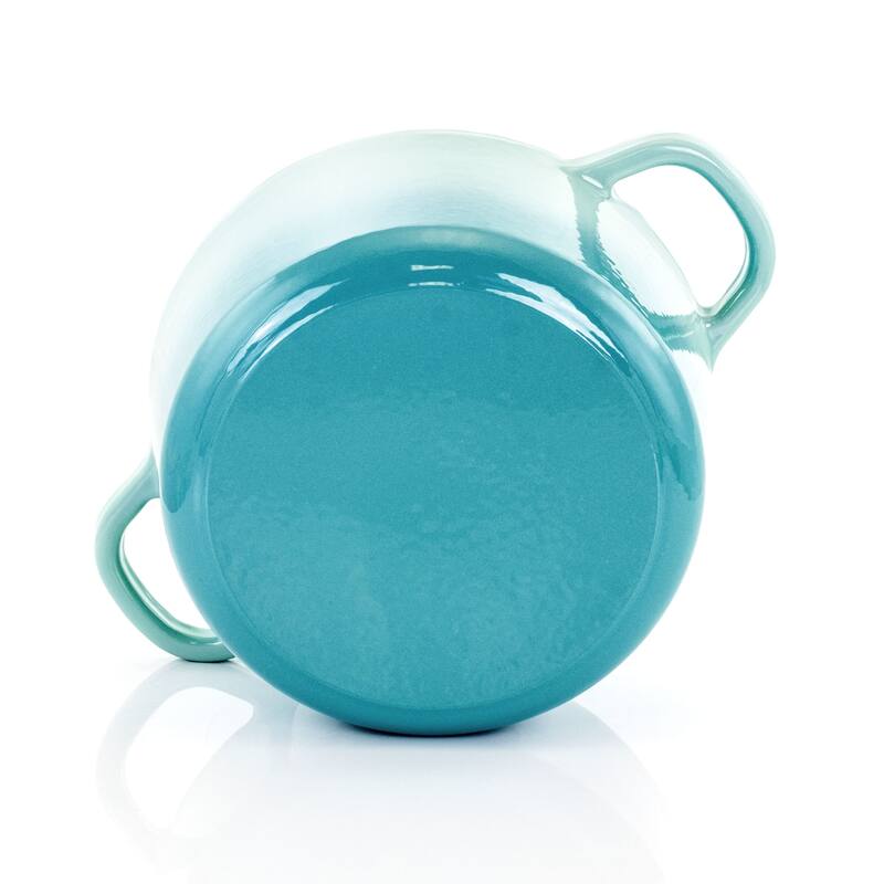 Crock-Pot Artisan 2 Pc 3 Qt Enamled Cast Iron Dutch Oven in Aqua Blue