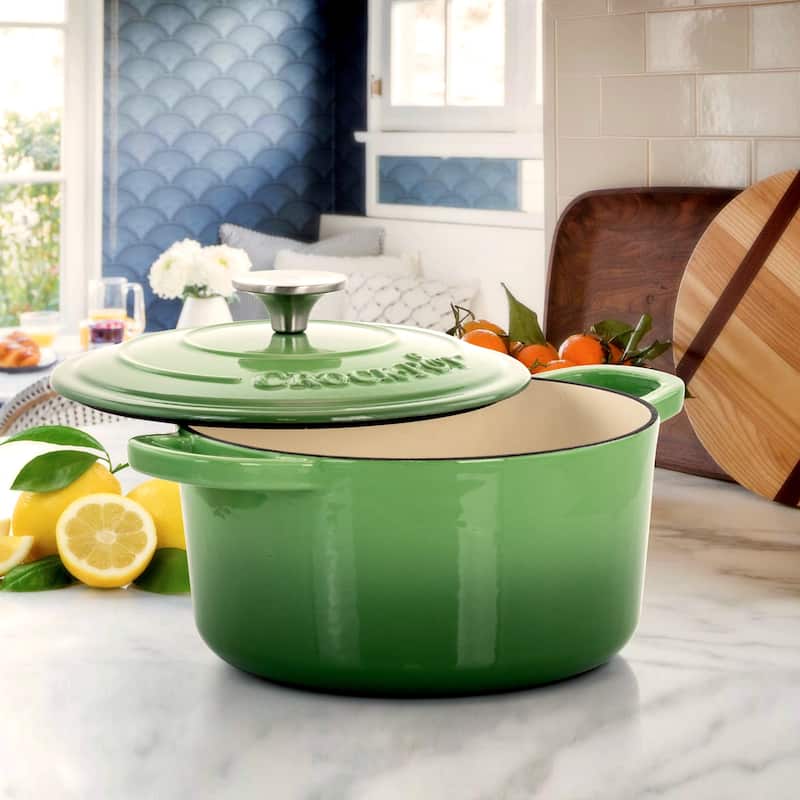 Crock-Pot Artisan 2Pc 5Qt Enamled Cast Iron Dutch Oven Pistachio Green