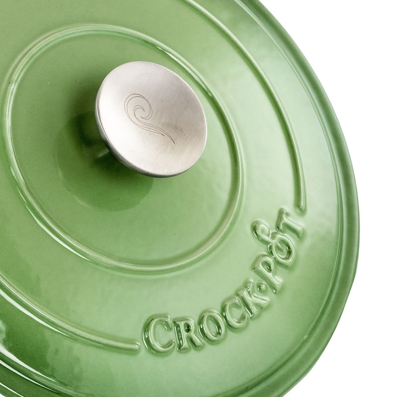 Crock-Pot Artisan 2Pc 5Qt Enamled Cast Iron Dutch Oven Pistachio Green