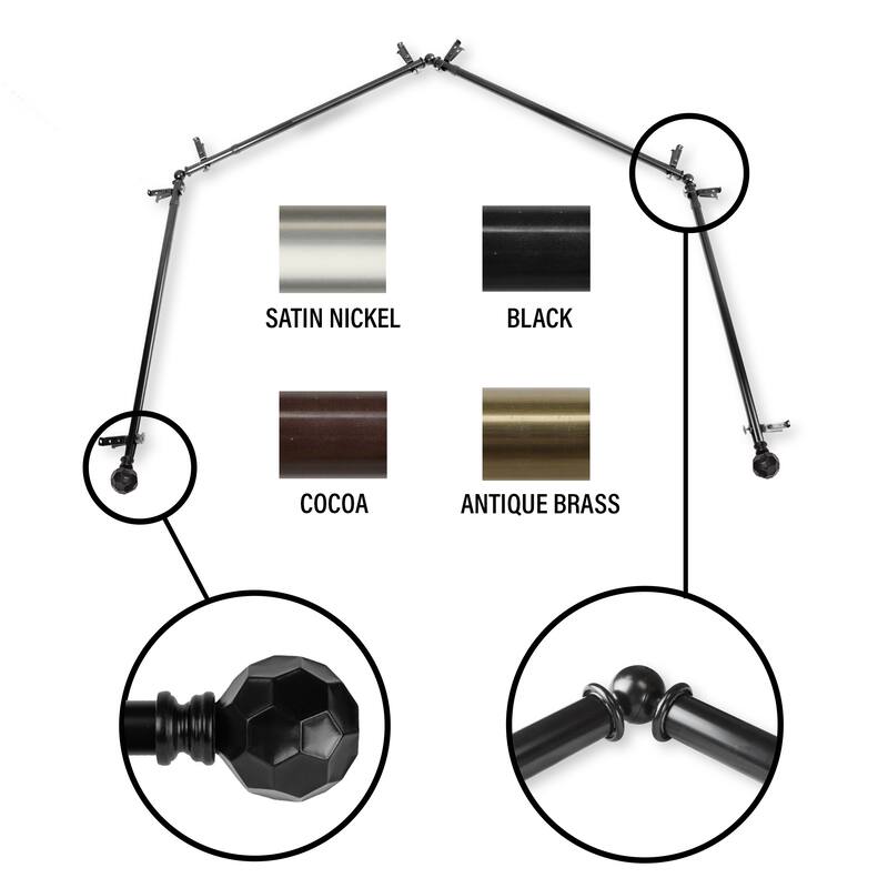 InStyleDesign Finley 13/16 4Sided Bay Window Curtain Rod Bed Bath