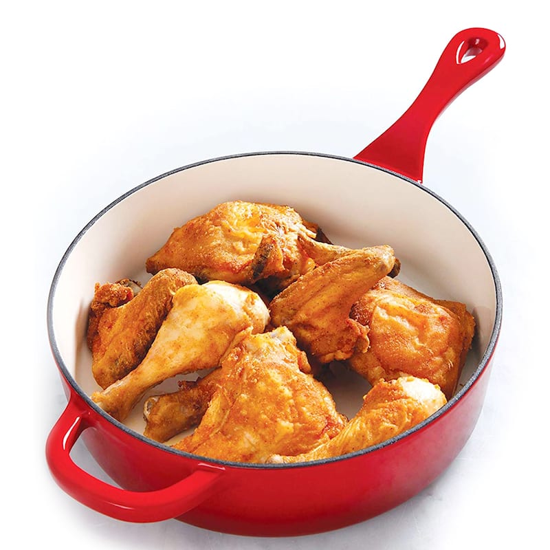 Crock-Pot Artisan 12 Inch Enameled Cast Iron Skillet in Scarlet Red