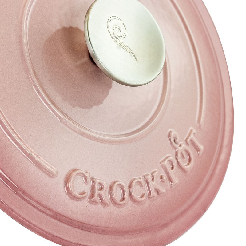 Crock-Pot Artisan 2Pc 3Qt Enamled Cast Iron Dutch Oven Blush Pink