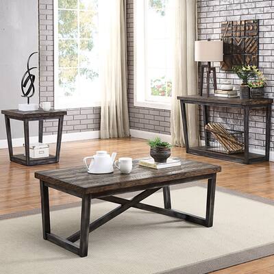 Furniture of America Imran Urban Dark Oak 3-piece Table set with Shelf