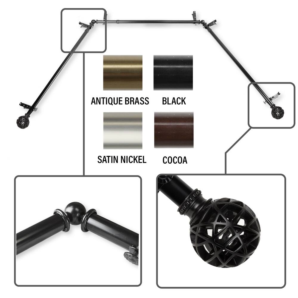 InStyleDesign Emerson 13/16" Bay curtain rod 20"-36", 38"-72"