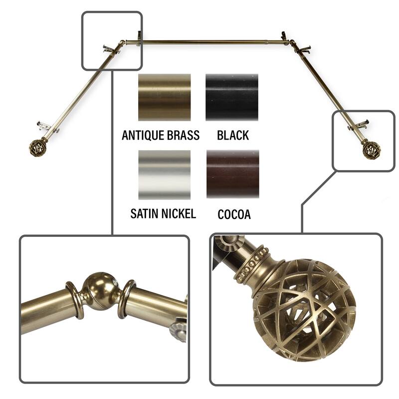 InStyleDesign Emerson 13/16" Bay curtain rod 20"-36", 38"-72"