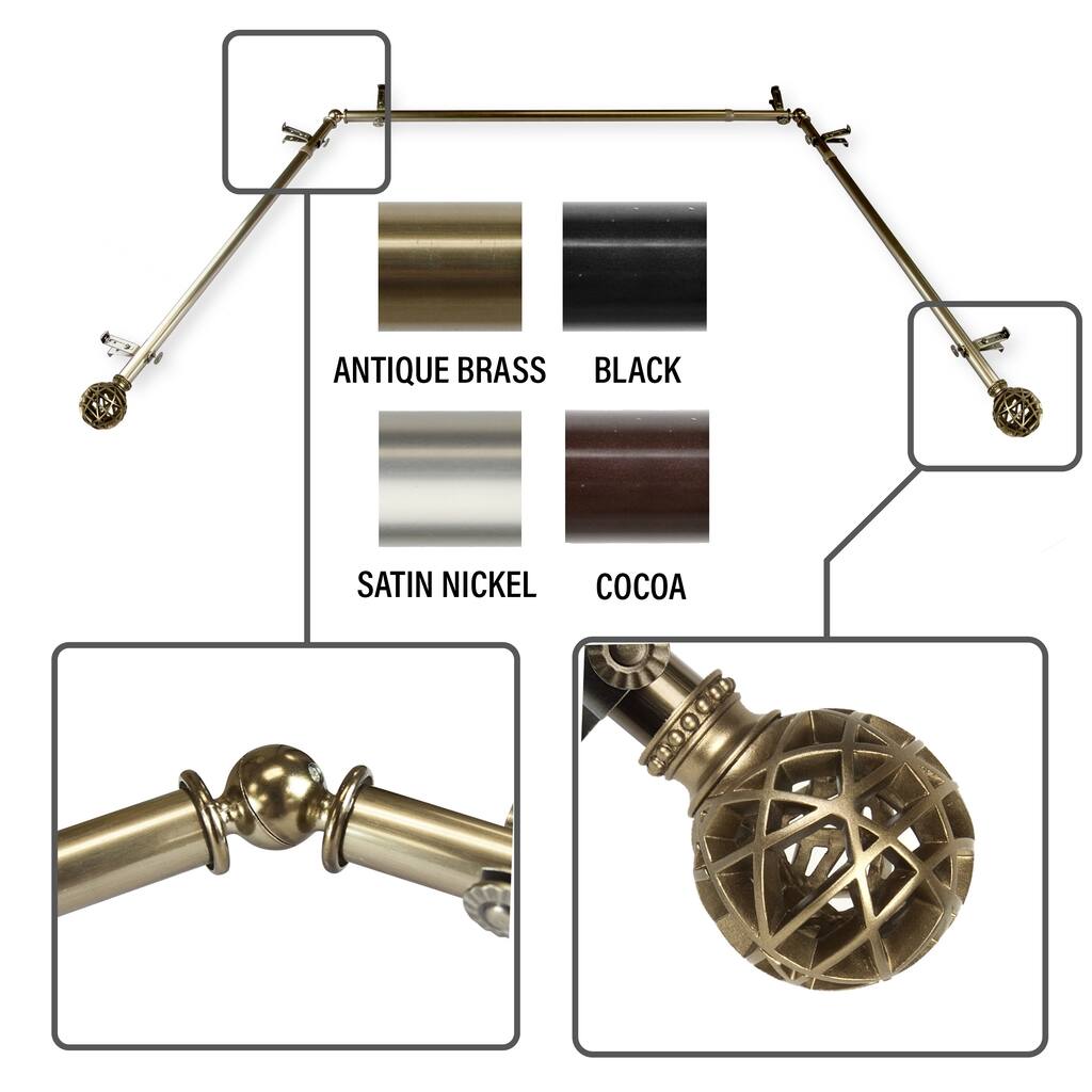 InStyleDesign Emerson 13/16" Bay curtain rod 20"-36", 38"-72"