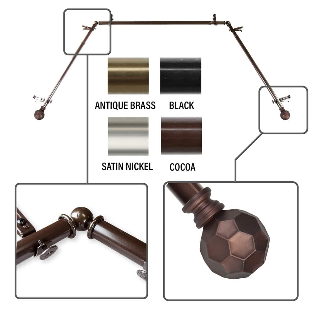 InStyleDesign Finley 13/16" Bay curtain rod 20"-36", 38"-72"