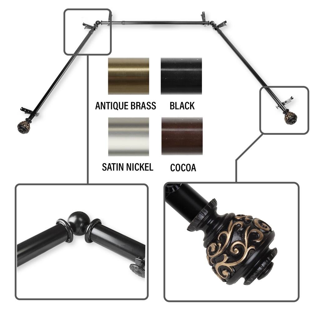 InStyleDesign Charlie 13/16" Bay curtain rod 20"-36", 38"-72"