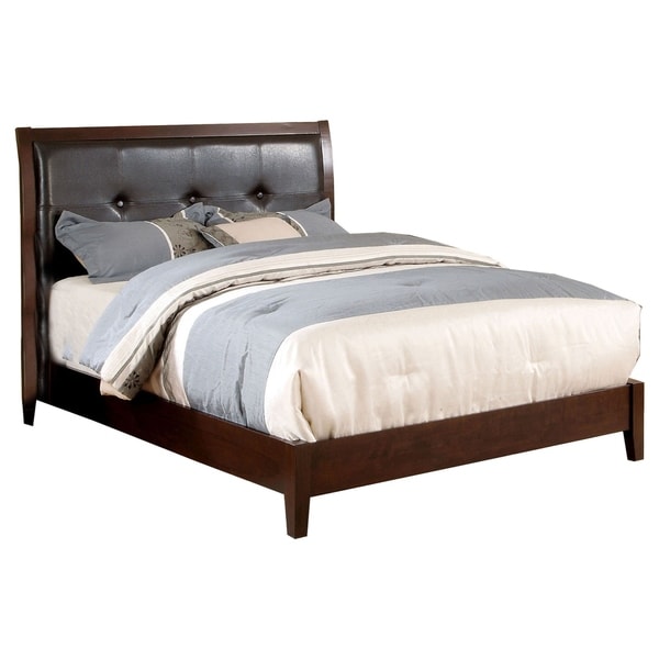 Shop Contemporary Wooden Full Size Bed with Button Tufted Headboard ...