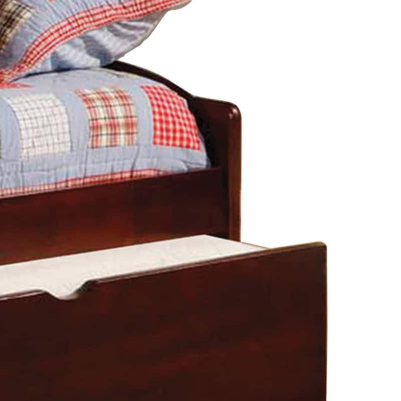 Transitional Wooden Trundle Bed with Bottom Pull Out Bedding, Brown