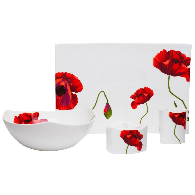 Christopher Knight Red Poppy Salad Bowl 9.75"