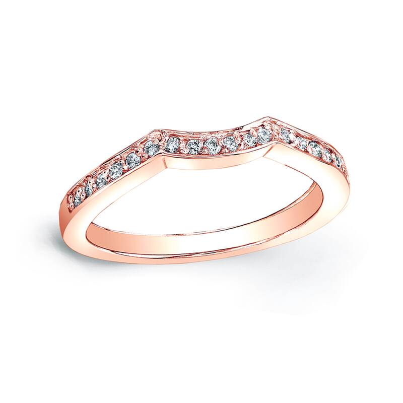 Auriya 1/5ctw Curved Diamond Wedding Band 14k Gold - Rose - 5