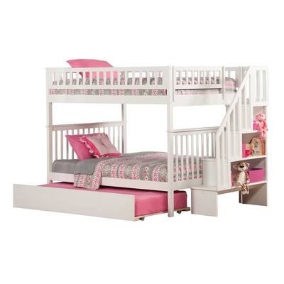 Woodland Staircase Bunk Bed Full over Full with Full Size Urban Trundle Bed