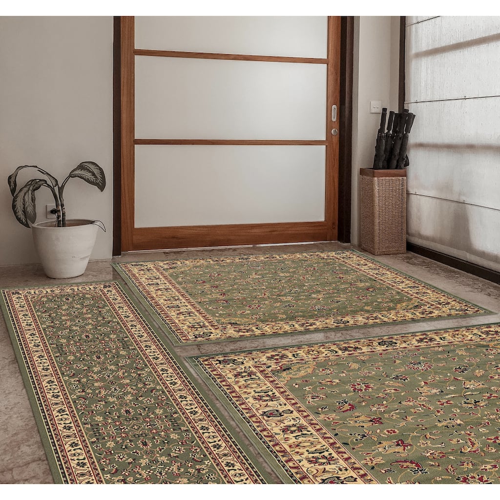 Admire Home Living Caroline Traditional Floral Sarouk Pattern 3-piece Area Rug Set