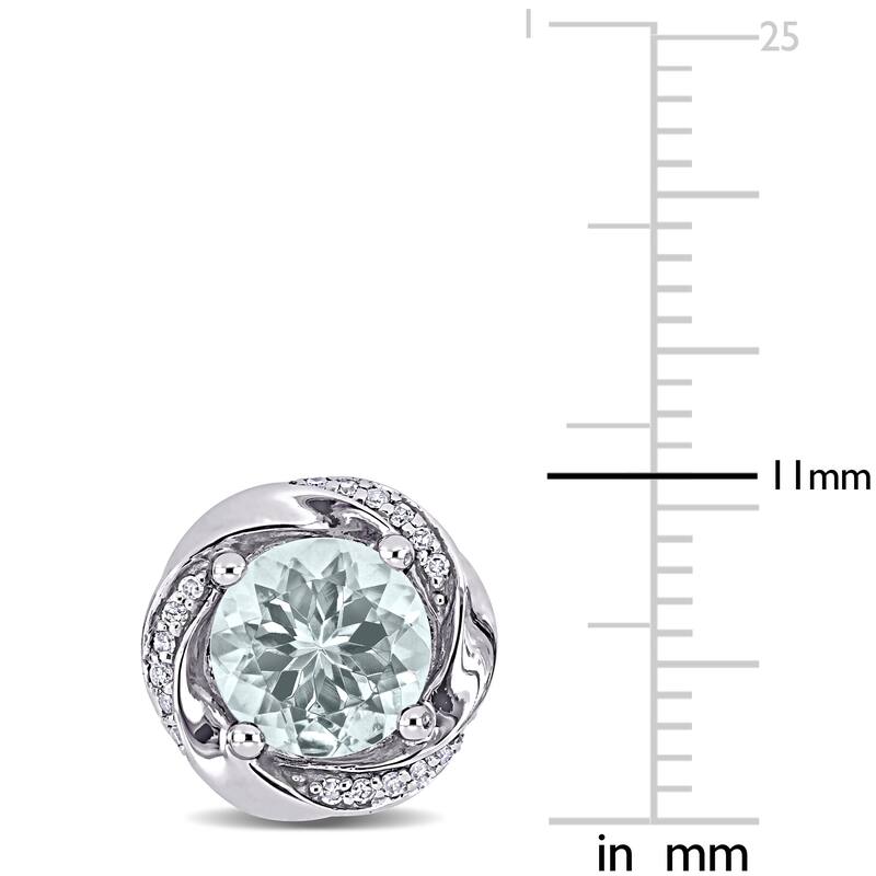 Miadora 10k White Gold Aquamarine and 1/10ct TDW Diamond Swirl Halo Stud Earrings