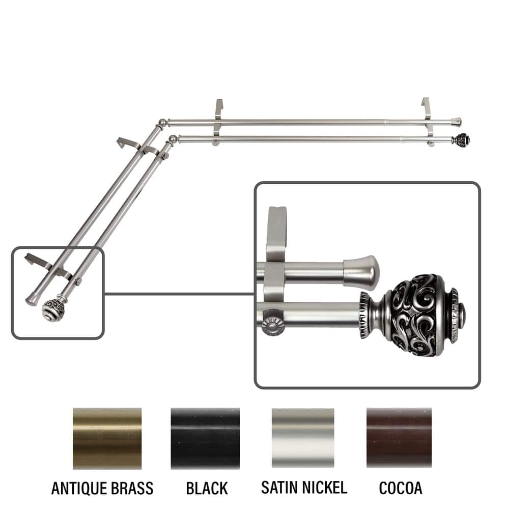 InStyleDesign Charlie Corner Window Double Curtain Rod 13/16 inch dia.