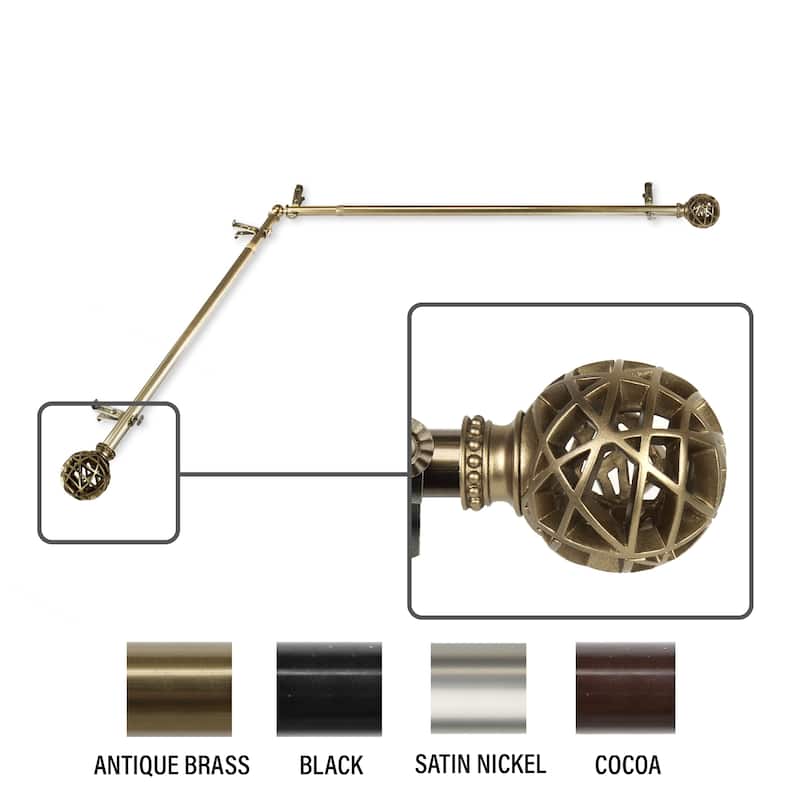 InStyleDesign Emerson Corner Window Curtain Rod 13/16 inch dia. - Each side 28-48 inches - Antique Brass