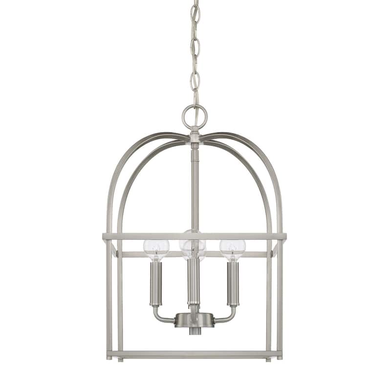 Modern Cage 4-light Foyer Pendant - Brushed Nickel