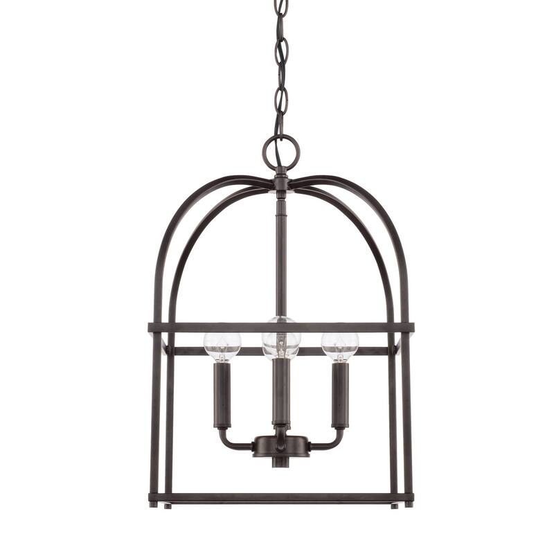 Modern Cage 4-light Foyer Pendant - Bronze