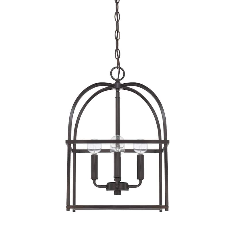 Modern Cage 4-light Foyer Pendant - Matte Black