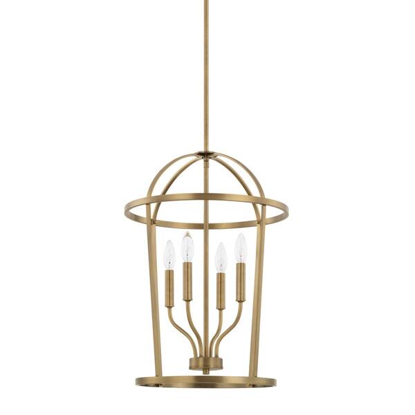 slide 2 of 5, Greyson 4-Light Foyer Pendant Aged Brass