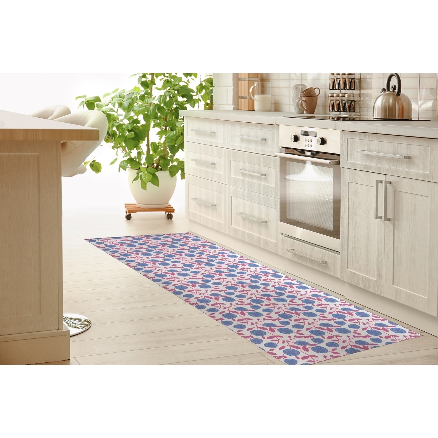 Floral Print 2 Piece Kitchen Rug Non Slip Floor Mats Cushioned Comfort  Standing Mats Waterproof Runner Decroative Kitchen Carpet 