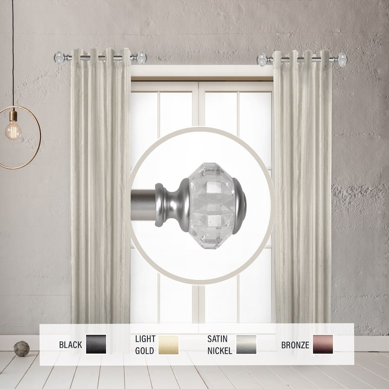 InStyleDesign Adeline 1" Side Curtain Rod 12-20 inch long (Set of 2) - 12 to 20 inches - Satin Nickel