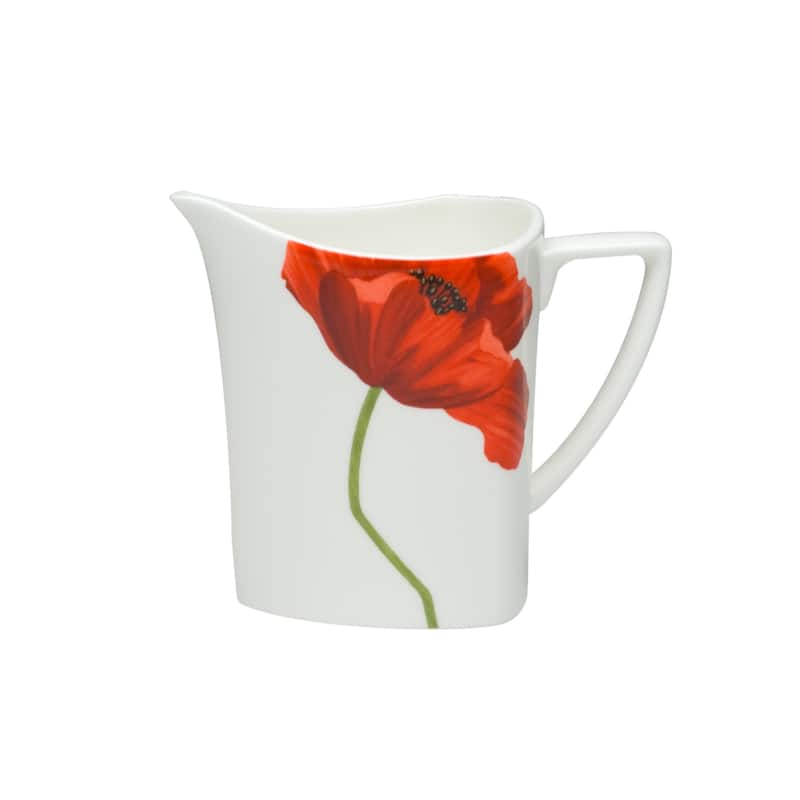 Christopher Knight Red Poppy Covered Sugar Bowl and Creamer Set