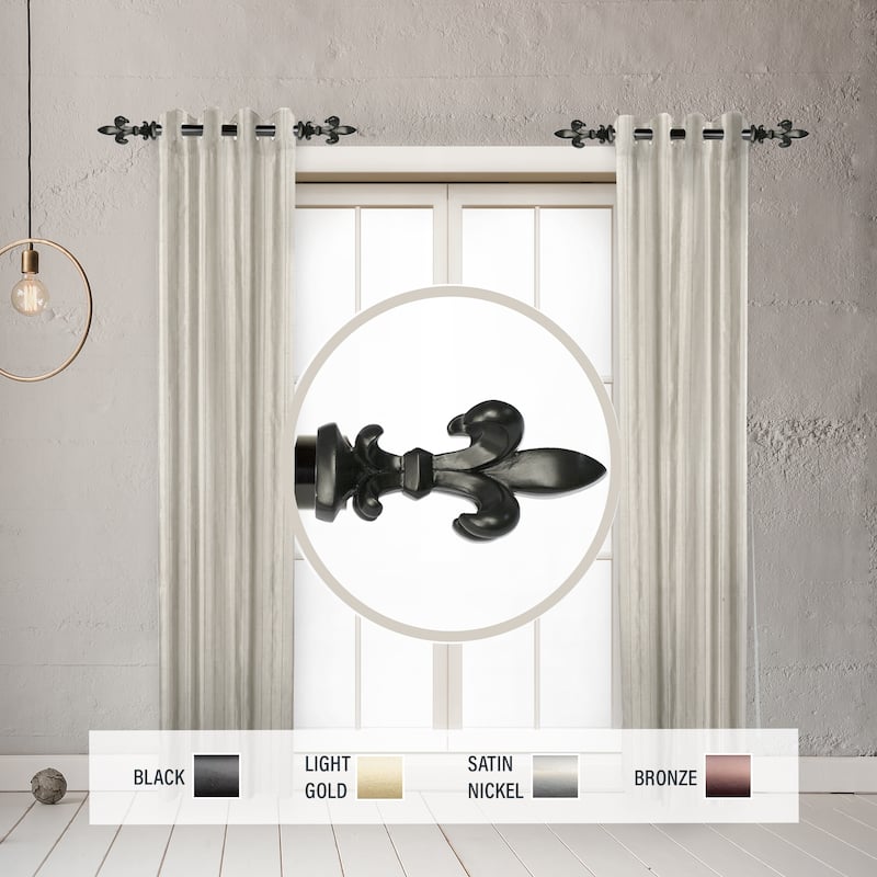 InStyleDesign Easton 1" Side Curtain Rod 12-20 inch long (Set of 2) - 12 to 20 inches - Black