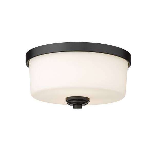 slide 1 of 1, Arlington 2 Light 12.25 inch Matte Black Flush Mount Light