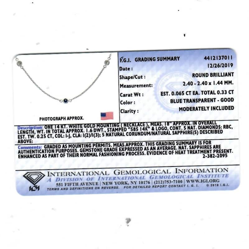 1/2 Ct tw Genuine Blue Sapphire & Diamond By The Inch 18" Necklace