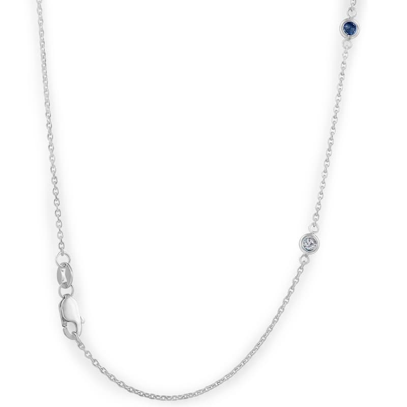 1/2 Ct tw Genuine Blue Sapphire & Diamond By The Inch 18" Necklace