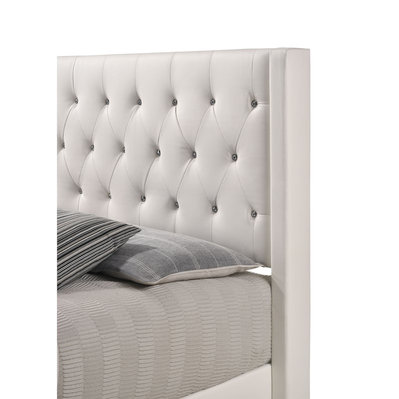 Bergen Bed in Faux Leather with Tufted Headboard