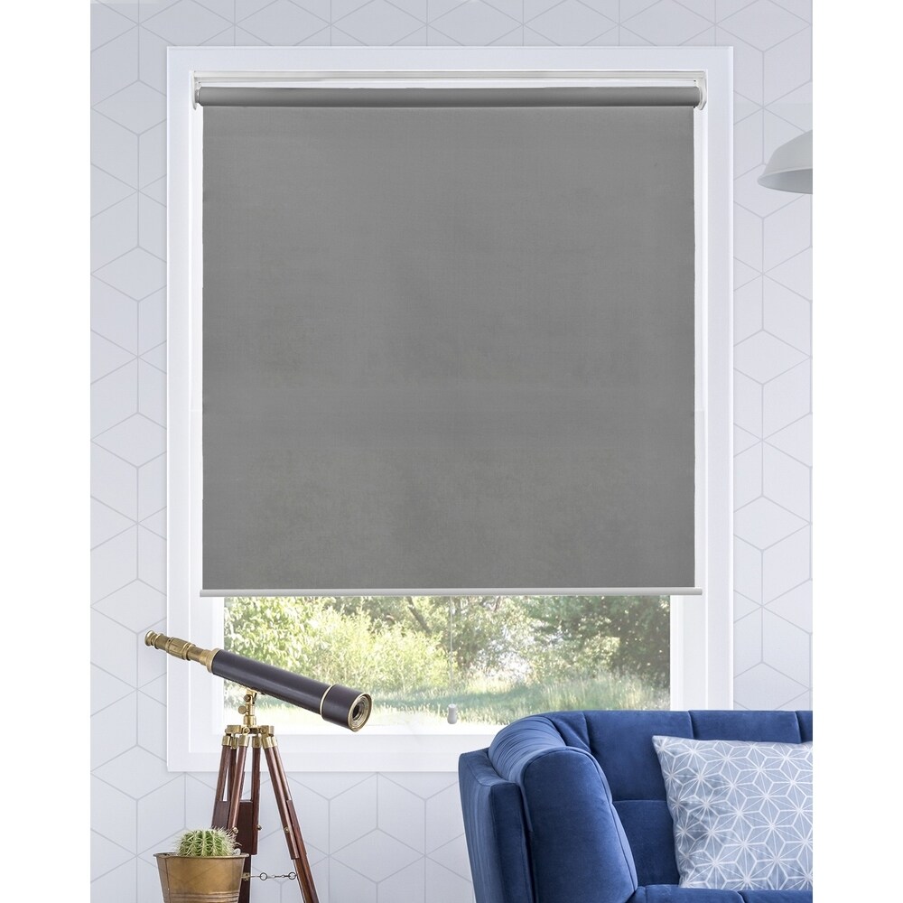 Plain Design 112x180cm Luxury Transparent Blue Roller Window Blind Corded 
