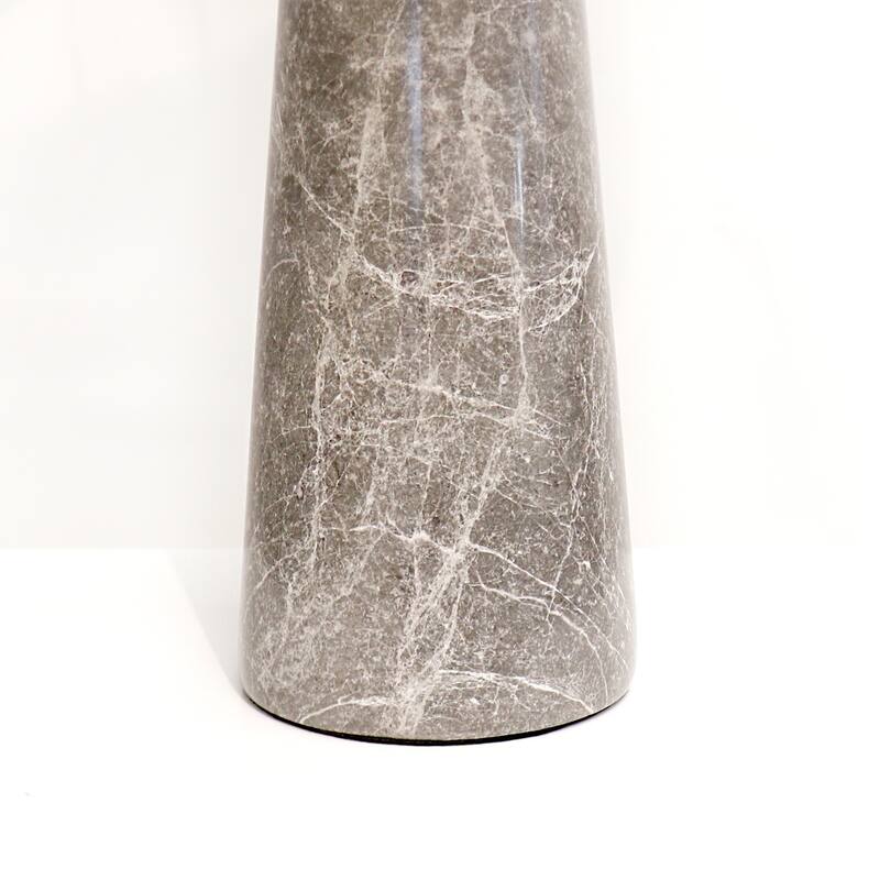 Pasargad Home Grey Marble Radiance Table Lamp, White Shade with On-Off Switch - H29" x W15" x D15"