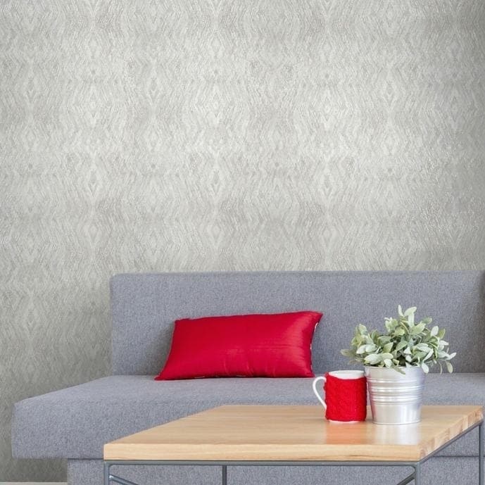 Overstock Modern Wallpaper kaleidoscope ivory white metallic embossed textured