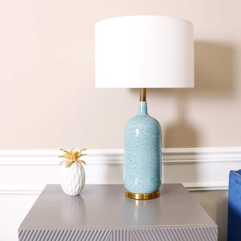 Pasargad Home Tucson Blue Ceramic Body Modern Table Lamp - H27"xW15"xD15"