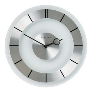 Unek Goods NeXtime Retro Wall Clock in Glass and Stainless Steel, Round, Battery Operated