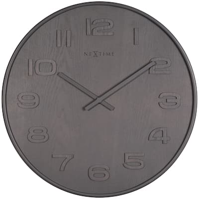 Unek Goods NeXtime Wood Wood Wall Clock, Medium Round, Grey, Battery Operated