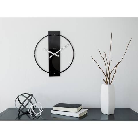 Unek Goods NeXtime Carl Wall Clock, Wood and Metal, Black, Battery Operated
