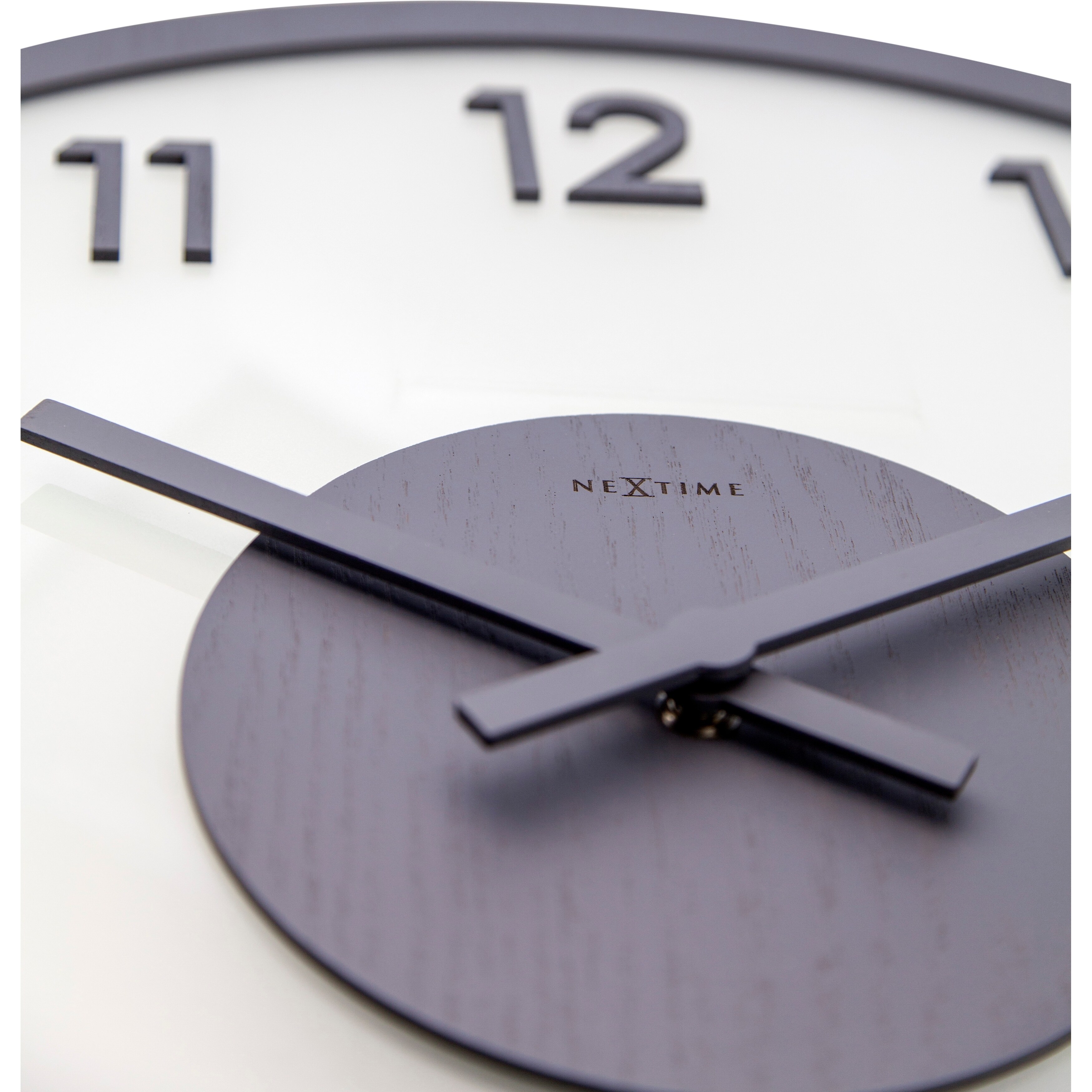 Unek Goods Frosted Glass and Wood Wall Clock, Round, Grey, Battery Operated - On - Overstock - 30750196