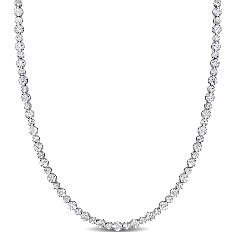 Miadora 14k White Gold 6 3/4ct TDW Diamond Graduated Tennis Necklace