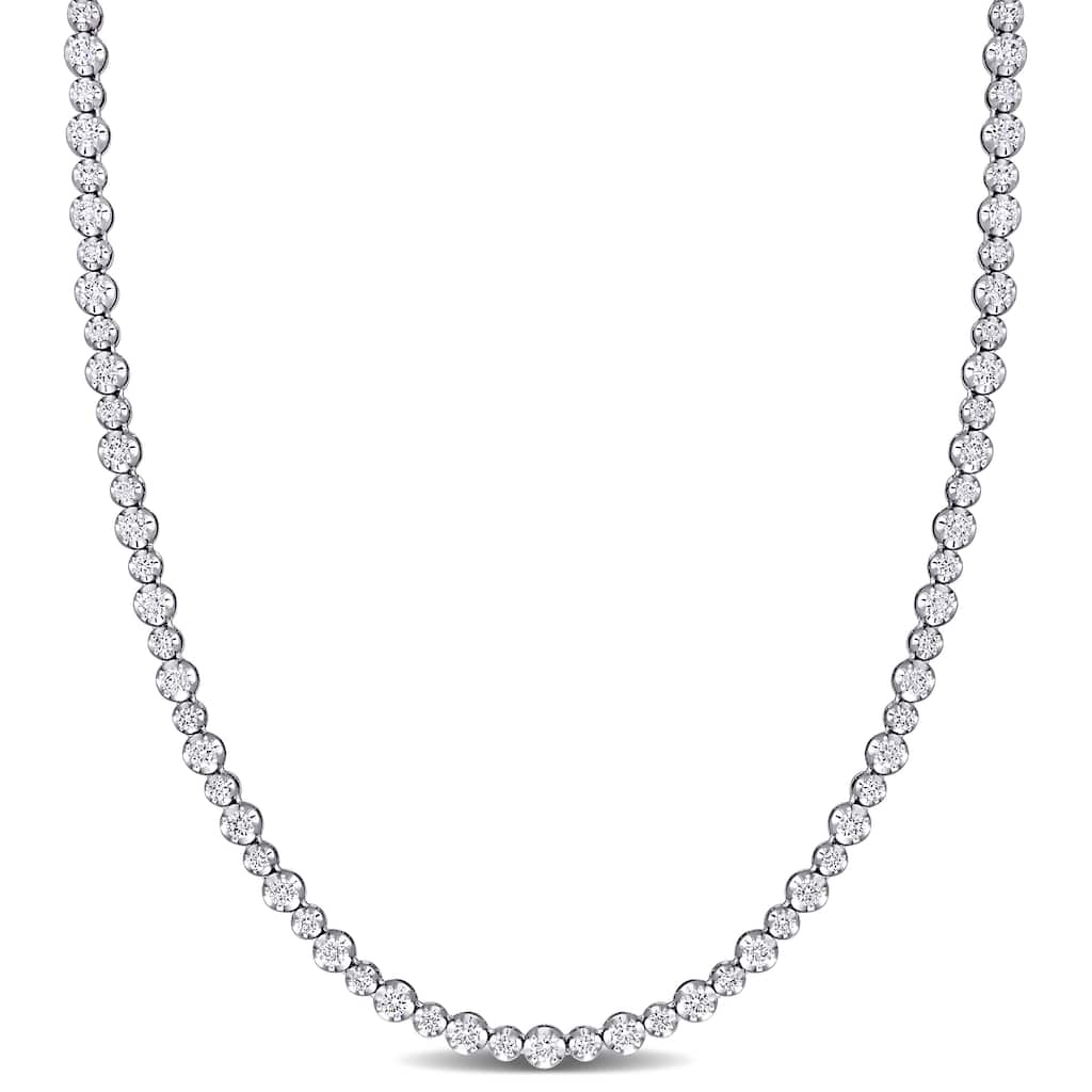 Miadora 14k White Gold 6 3/4ct TDW Diamond Graduated Tennis Necklace