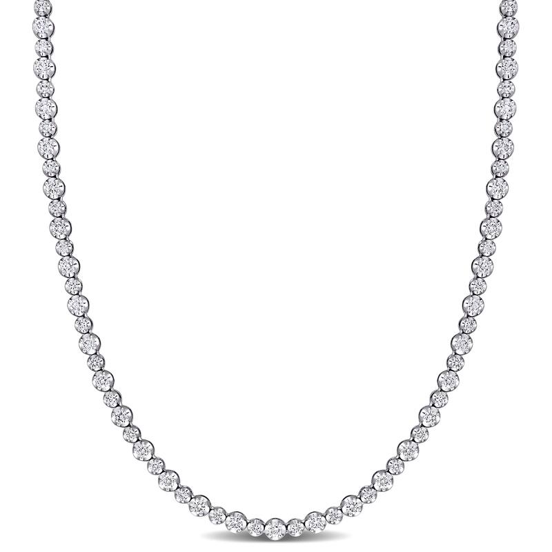 Miadora 14k White Gold 6 3/4ct TDW Diamond Graduated Tennis Necklace