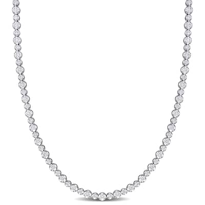 Miadora 14k White Gold 6 3/4ct TDW Diamond Graduated Tennis Necklace