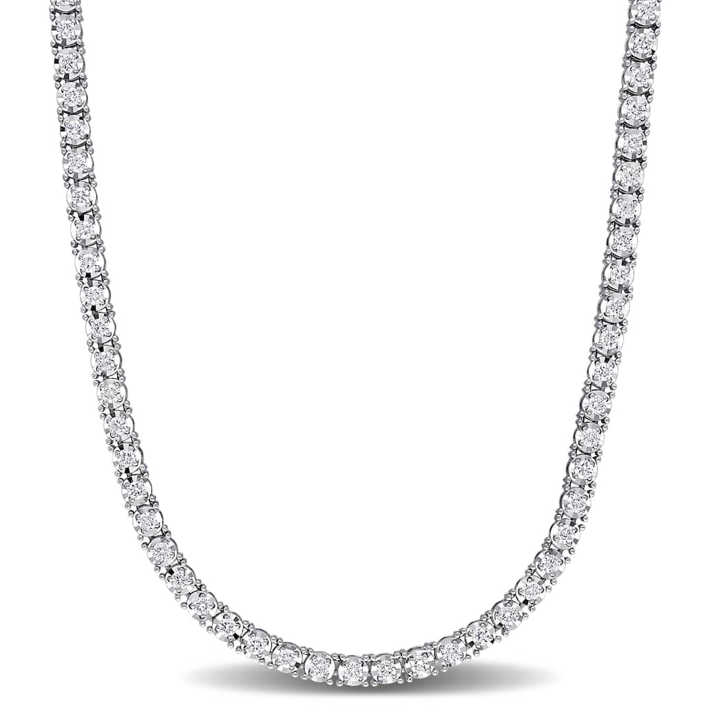 Miadora 14k White Gold 7 1/10ct TDW Diamond Tennis Necklace