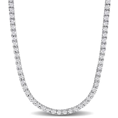 Miadora 14k White Gold 7 1/10ct TDW Diamond Tennis Necklace